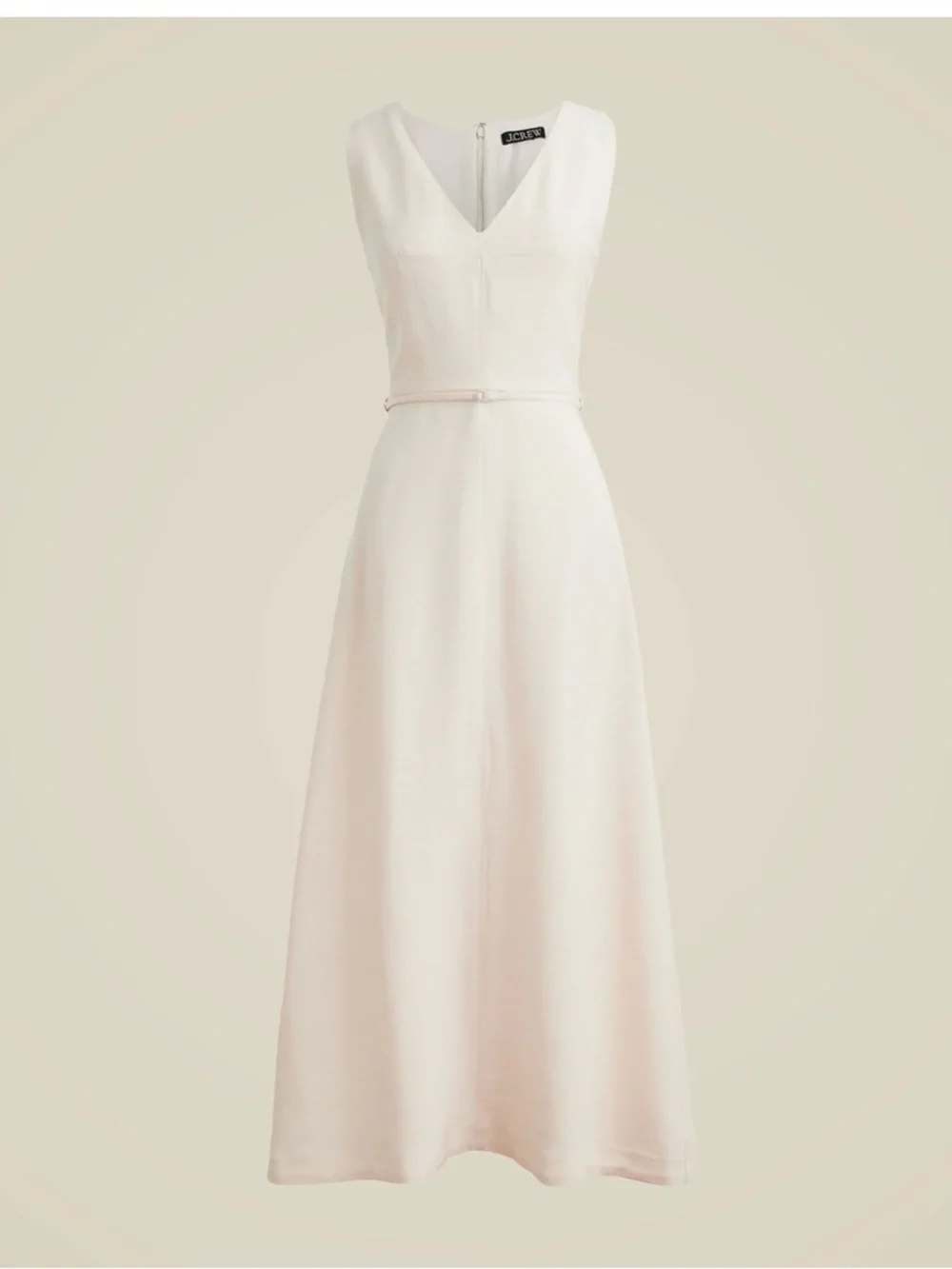 J. Crew Sleeveless V-Neck Midi Dress in Ivory